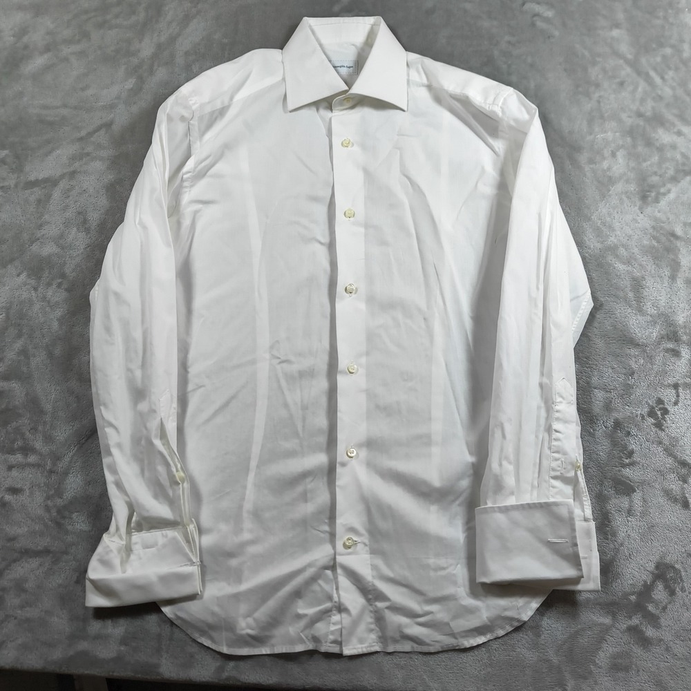 Ermenegildo Zegna Dress Shirt Mens Large Long Sleeve French Cuff Button Up Italy